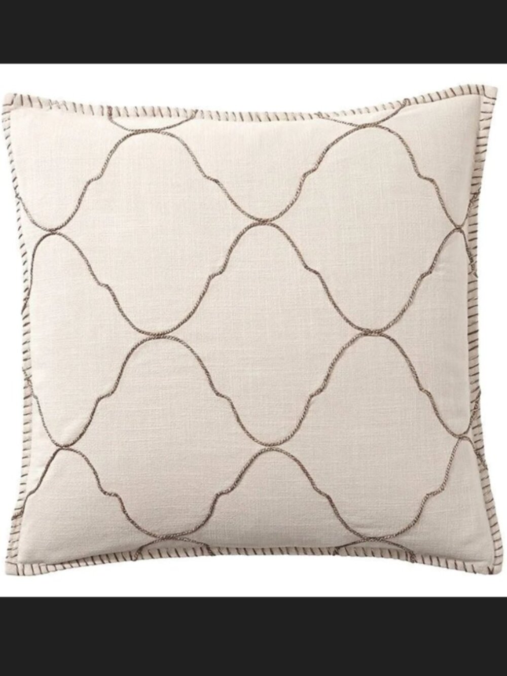 Pottery Barn Morroccan Pillow with Gold Embroidery 22" - FEATHER INSERT included